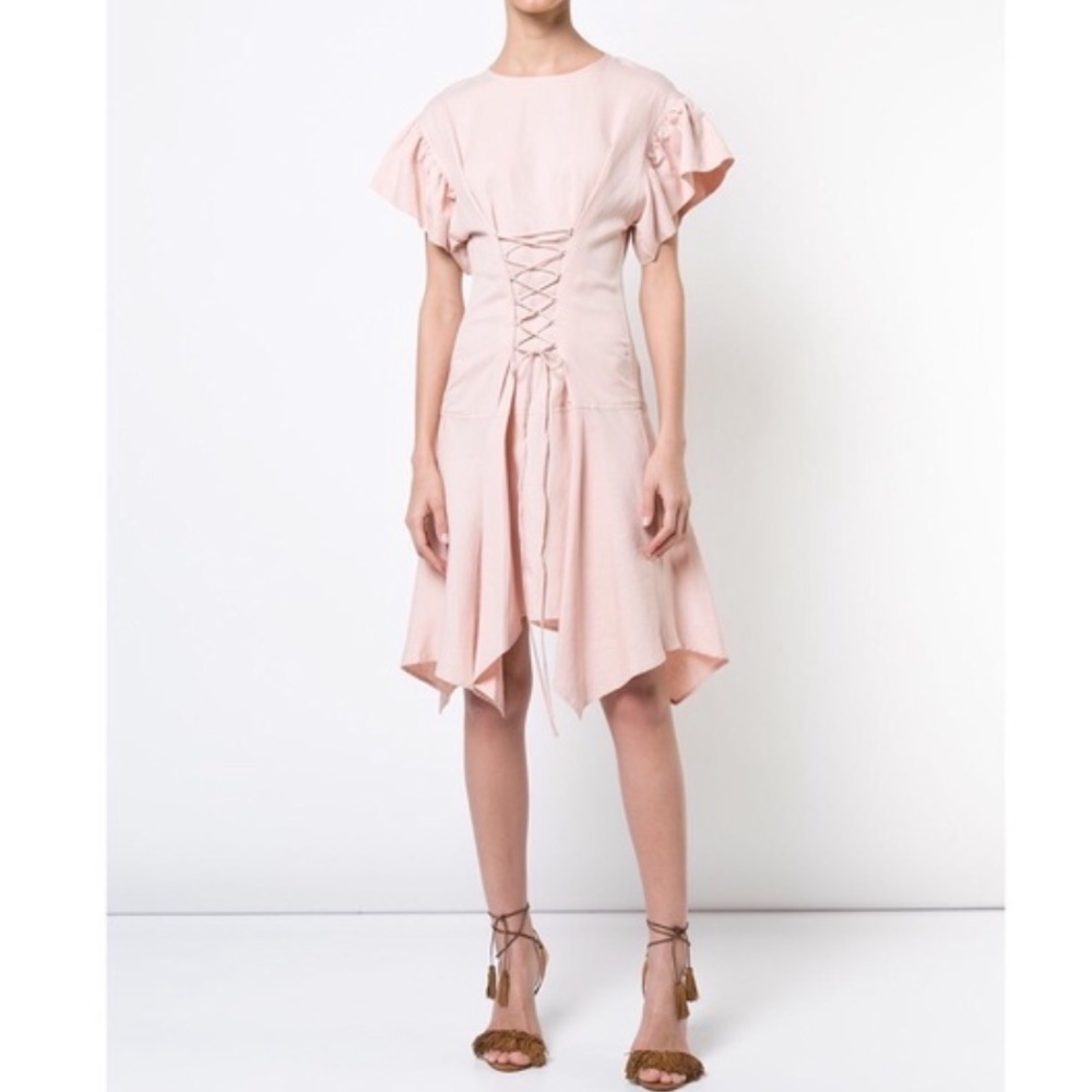 ULLA JOHNSON Otille Dress Lace up Handkerchief hem - Picture 16 of 16